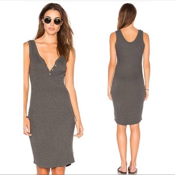 L'AGENCE Dresses & Skirts - L’AGENCE Everly Slinky Knit Ribbed Gray Tank Midi Dress Small